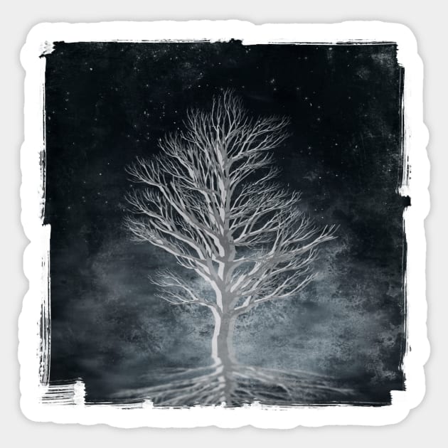 Dream Tree - Night Scene With Single Tree Sticker by DyrkWyst